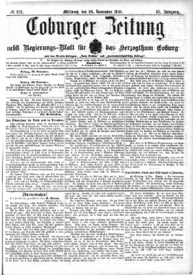Coburger Zeitung Mittwoch 26. November 1890