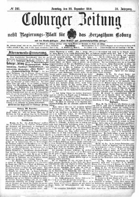 Coburger Zeitung Sonntag 28. Dezember 1890