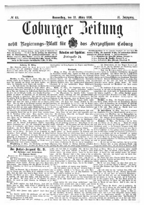 Coburger Zeitung Donnerstag 12. März 1891