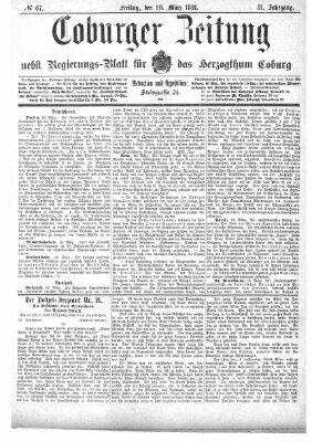 Coburger Zeitung Freitag 20. März 1891