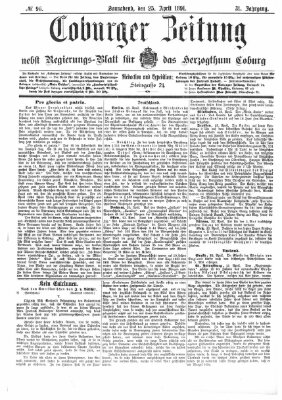 Coburger Zeitung Samstag 25. April 1891
