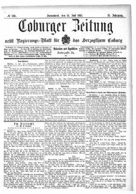 Coburger Zeitung Samstag 18. Juli 1891