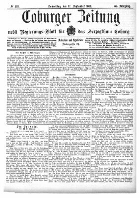 Coburger Zeitung Donnerstag 17. September 1891