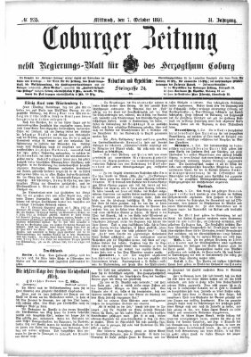 Coburger Zeitung Mittwoch 7. Oktober 1891