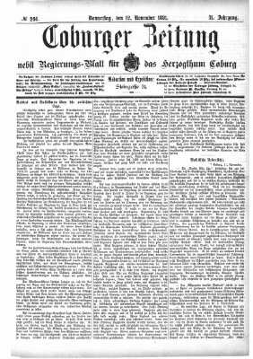 Coburger Zeitung Donnerstag 12. November 1891
