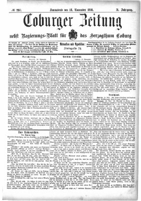 Coburger Zeitung Samstag 28. November 1891