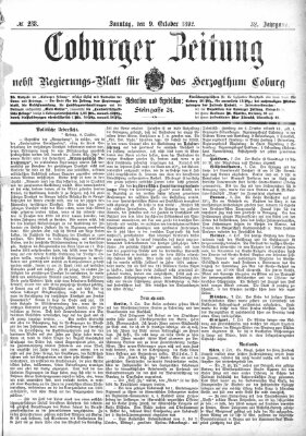 Coburger Zeitung Sonntag 9. Oktober 1892