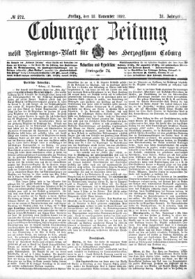 Coburger Zeitung Freitag 18. November 1892