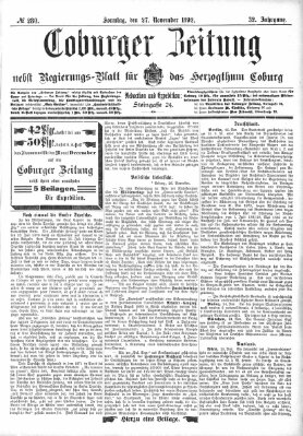 Coburger Zeitung Sonntag 27. November 1892