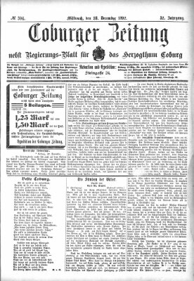 Coburger Zeitung Mittwoch 28. Dezember 1892