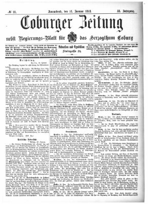 Coburger Zeitung Samstag 21. Januar 1893