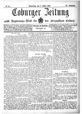 Coburger Zeitung Donnerstag 2. März 1893