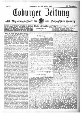 Coburger Zeitung Samstag 18. März 1893