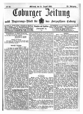 Coburger Zeitung Mittwoch 16. August 1893