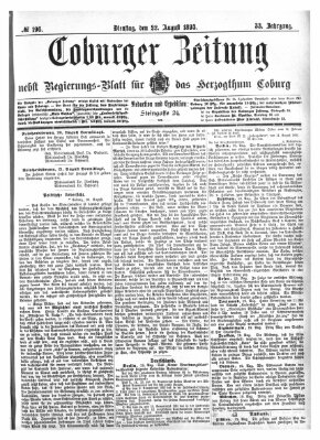 Coburger Zeitung Dienstag 22. August 1893