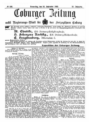 Coburger Zeitung Donnerstag 28. September 1893