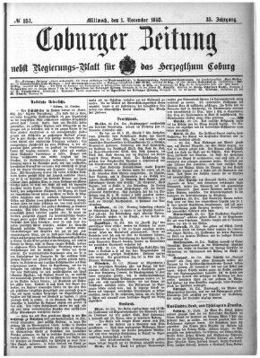 Coburger Zeitung Mittwoch 1. November 1893