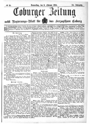 Coburger Zeitung Donnerstag 8. Februar 1894