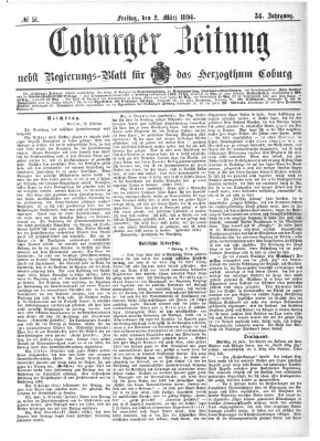 Coburger Zeitung Freitag 2. März 1894