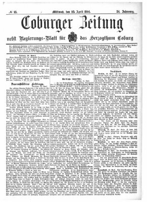 Coburger Zeitung Mittwoch 25. April 1894