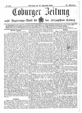 Coburger Zeitung Mittwoch 26. September 1894