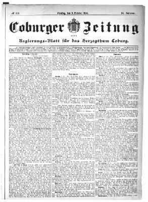 Coburger Zeitung Dienstag 9. Oktober 1894