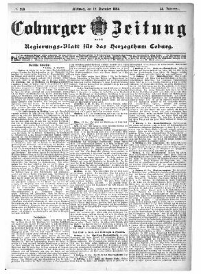Coburger Zeitung Mittwoch 12. Dezember 1894