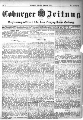 Coburger Zeitung Mittwoch 16. Januar 1895