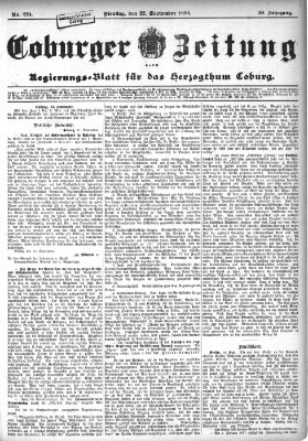 Coburger Zeitung Dienstag 22. September 1896
