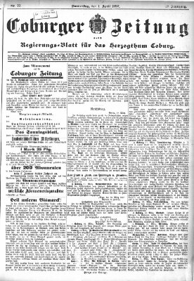 Coburger Zeitung Donnerstag 1. April 1897