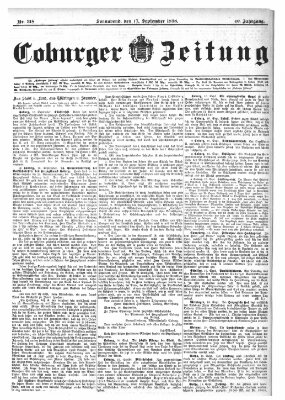 Coburger Zeitung Samstag 17. September 1898