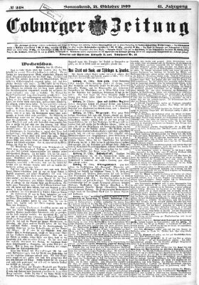 Coburger Zeitung Samstag 21. Oktober 1899