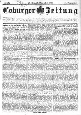 Coburger Zeitung Freitag 15. Dezember 1899