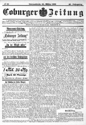 Coburger Zeitung Samstag 24. März 1900