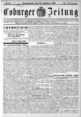 Coburger Zeitung Samstag 25. Januar 1902