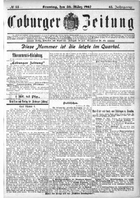 Coburger Zeitung Sonntag 30. März 1902