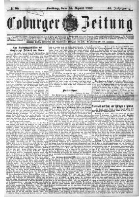 Coburger Zeitung Freitag 25. April 1902