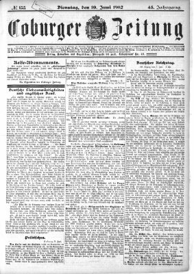 Coburger Zeitung Dienstag 10. Juni 1902