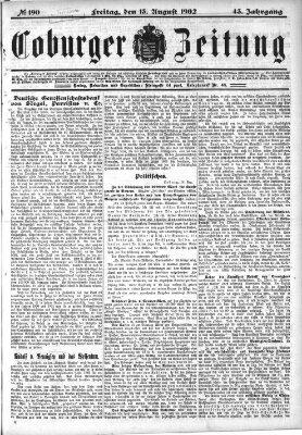 Coburger Zeitung Freitag 15. August 1902