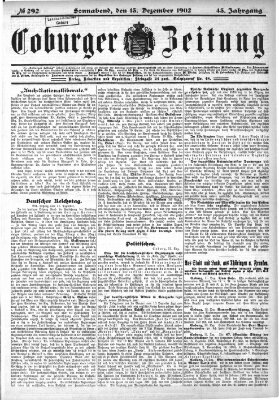 Coburger Zeitung Samstag 13. Dezember 1902