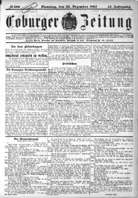 Coburger Zeitung Dienstag 23. Dezember 1902