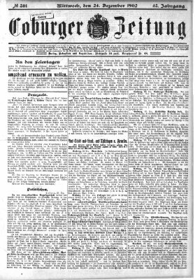 Coburger Zeitung Mittwoch 24. Dezember 1902