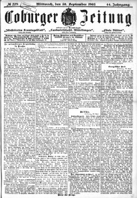Coburger Zeitung Mittwoch 30. September 1903