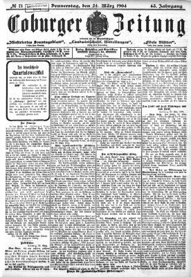 Coburger Zeitung Donnerstag 24. März 1904