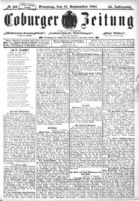 Coburger Zeitung Dienstag 13. September 1904