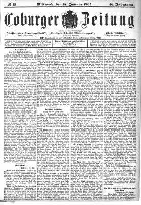 Coburger Zeitung Montag 18. Januar 1904