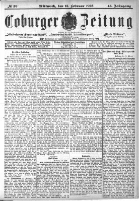 Coburger Zeitung Montag 15. Februar 1904