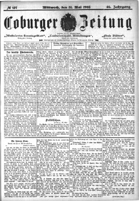 Coburger Zeitung Dienstag 31. Mai 1904