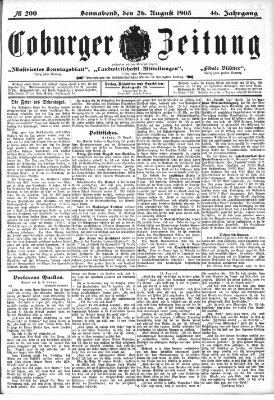 Coburger Zeitung Samstag 26. August 1905
