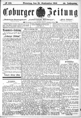 Coburger Zeitung Dienstag 26. September 1905